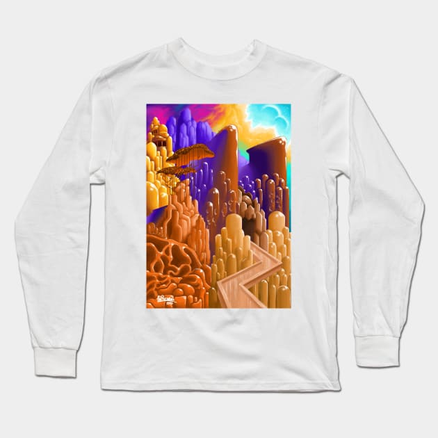 The Outworldly Mountain Palace Long Sleeve T-Shirt by Glen Bosiwang Pop Culture Bonanza!